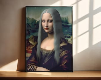 Alternative mona lisa painting digital print wall art home warming gift for europe history bedroom poster family lounge decor printable