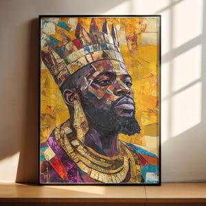 King Mansa Musa Canvas palette knife painting print wall art home warming gift for African historian bedroom poster lounge décor printable