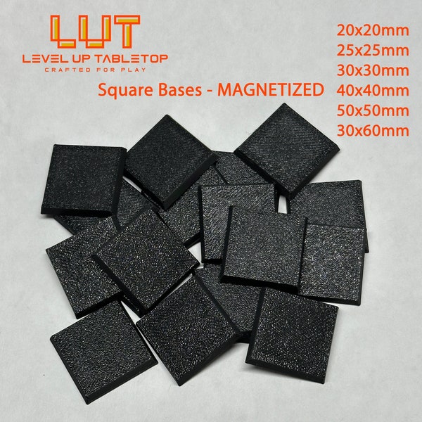 Miniatures Wargaming Magnetized Square Bases - Multiple sizes and colors available