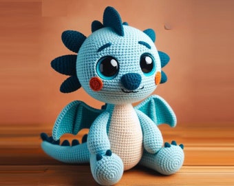 Modèle uniquement - jouet bébé dragon au crochet Pdf - jouet bébé dragon modèle PDF - jouet bébé dragon à tricoter Pdf