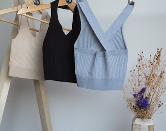 Women's Knit Crop Top: Viscose Blend, Soft & Breathable