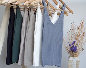Organic Cotton Rib Knitted Tank Top: Lightweight Comfort