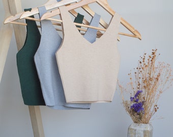 Ribbed Knit Crop Top: Lightweight Viscose Blend