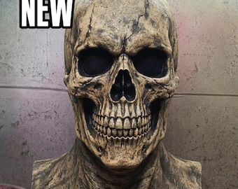 Realistic Skull Latex Mask Full Head Skeleton Halloween Cosplay Scary Latex Mask Horror Prop