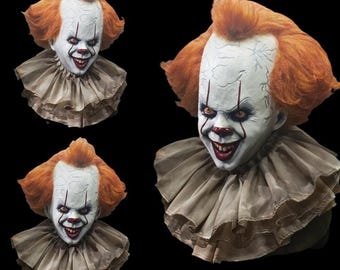 Handmade Realistic Evil Clown Latex Mask - Vintage Horror Circus Mask - Scary Orange Hair Creature -  Halloween Horror Cosplay Prop.
