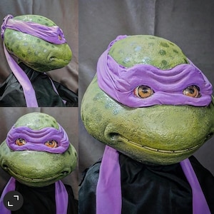 Máscara de látex de las Tortugas Ninja Donatello, máscara de las Tortugas Ninja, cosplay, cosplayer, película, máscara, convención