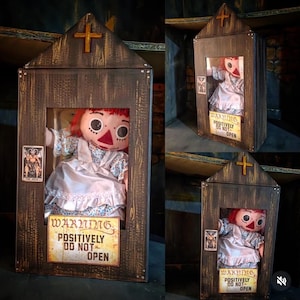 Annabelle-replica van een bezeten pop, levensgroot 1,1 (57 cm), stof, inclusief kartonnen doos
