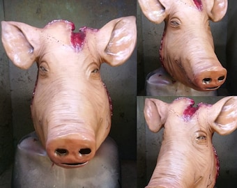 Pork latex mask,costume, terror, mask, Halloween, cosplay, movie, cerdo, pink