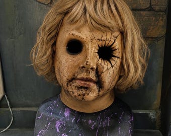 Dolly Mask horror Creepy Doll Costume Scary Girl Cosplay Outfit, costume