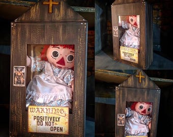 Annabelle life-size doll, rag doll and collectible wooden box (21")  movie, possessed, hadmade