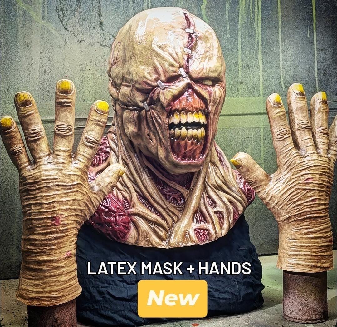 Némesis Latex Mask + Hands/ Movie, Resident, Game, Villain