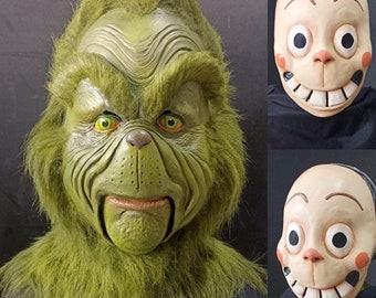 Monster green mask without mouth movement + villa who mask,, Halloween, Christmas’s / grinkc