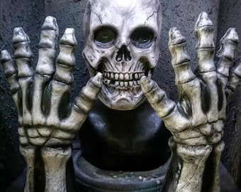 Skull latex mask + long hands, terror, Halloween, mask