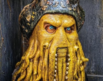Octopus Mask pirate, Sea Creature Mask, Horror Latex Mask, Handmade Costume Mask, Halloween Mask, Realistic Tentacle Mask