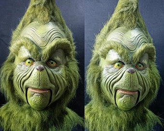Green monster latex mask , original color, movie,costume, terror, mask, Halloween, cosplay.(fixed mouth)