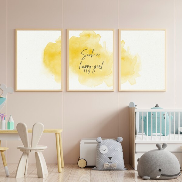 Baby Sign | Crib Sign | Girl Nursery | Yellow Nursery Theme | Happy Girl Sign