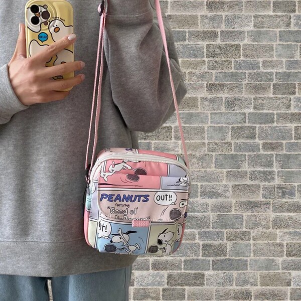 New Cartoon Student Large Capacity Storage Bag, Kawaii Snoopy Handbag, Cute Girl Tote Bag, Crossbody Bag Girlfriend Gift