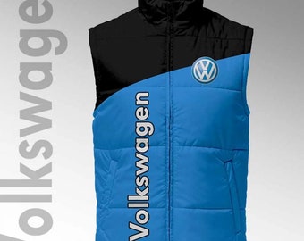 Blue Volkswagen Logo Puffer Vest - Unisex Winter Fashion Jacket