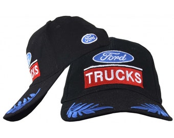 Ford Trucks Official Logo Embroidered Black Cap with Blue Trim