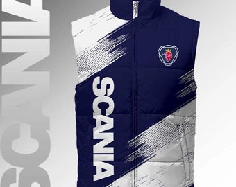 Veste sans manches haute performance Scania - Bleu marine et argent avec imprimé abstrait