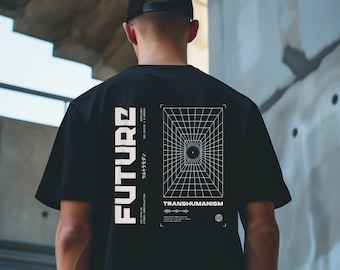 Unisex T-Shirt, Techwear, futuristische Grafik, Brutalismus, japanisch, Streetwear-T-Shirt, Darkwear, Cyberpunk, Techno Rave-Kleidung