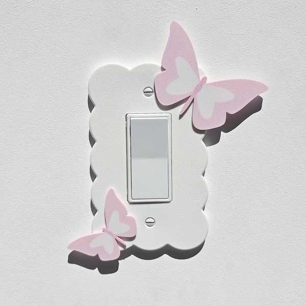 White Cloud Light Switch Cover Pastel Pink Butterfly Single Rocker Custom Design Replacement Switch Cover Plate Baby Shower Gift