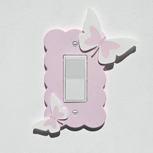 Pink Cloud Light Switch Cover Pastel Pink Butterfly Single Rocker Custom Design Replacement Switch Cover Plate Baby Shower Gift