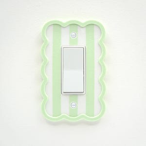 Ljusbrytarplatta Flickrum Pojkrum Barnrum Dekorativ moln Väggplatta Överdrag Babysovrum Godisrand Pastellkant Randig Molnkärna