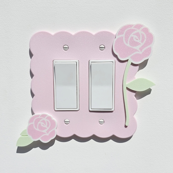 Pink Cloud Light Switch Cover Pastel Pink Rose Double Rocker Custom Design Replacement Switch Cover Plate Baby Shower Gift