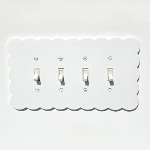 Pastel White Cloud Light Switch Cover Quad Four 4 Toggle Custom Design Replacement Switch Cover Plate Baby Shower Gift