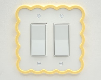 Light Switch Plate Girls Room Boys Room Nursery Decorative Cloud Wall Plate Cover Baby Bedroom  Pastel White Simple Colored Border Cloudcore