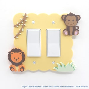 Cute Cloud Light Switch Cover Plate Baby Shower Gift Nursery Decor Toddler Room Safari Theme Animal Theme Lion Tiger Zebra Giraffe Hippo