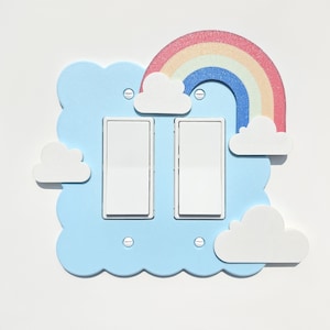 Light Switch Cover Pastel Blue Cute Rainbow Cloud Replacement Switch Cover Plate Sunshine Baby Shower Gift Expecting Mom Nursery Decor