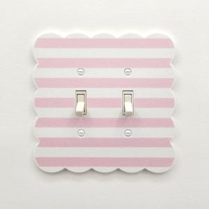 Light Switch Plate Girls Room Boys Room Nursery Cloudcore Wall Plate Cover Baby Bedroom Candy Stripe Pastel White Striped Dopamine Decor