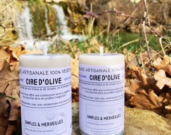 LAVENDER CANDLE Pillar olive wax, lavender grains phytotherapy, gentle magic, calm, soothing and relaxation, made in Provence