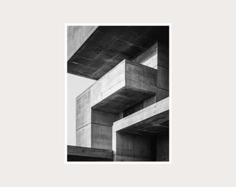 Brutalistische architectuur Fine Art-fotografie: zwart-witte muurkunst (digitale download)