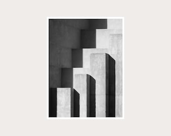 Fine Art-fotografie met geometrische schaduwen: zwart-witte muurdecoratie (digitale download)