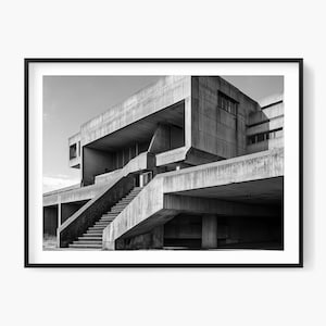 Brutalist Architecture Print: Black and White Concrete Photography (Digital Download)