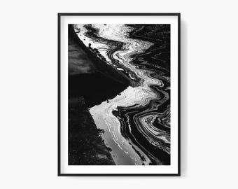Swirling Liquid Patterns: Black and White Abstract Photography (Digital Download)