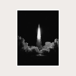 Space Shuttle Launch Fine Art Photography: Black and White Decor (Digital Download)