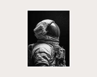 Astronaut Portrait Fine Art Fotografie: Schwarz weisse Wandkunst (Digitaler Download)