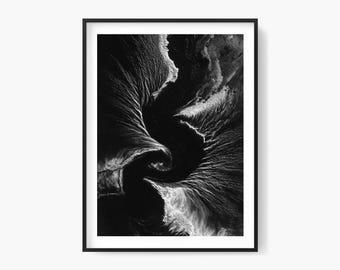 Dynamic Swirling Texture: Black and White Abstract Art Print (Digital Download)