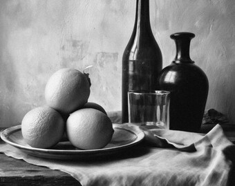 Photographie d'art nature morte aux fruits rustique : décoration