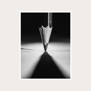 Pencil Point Macro Fine Art Photography: Black White Wall Decor (Digital Download)