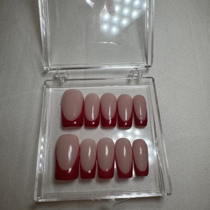 french tip press on nails/ red french tips/ biab/ presents/ gifts/ pretty nails
