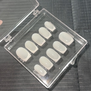 milky white french tip press on nails/ french tips/ biab/ presents/ gifts/ pretty nails