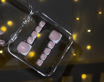 french tip press on toe nails