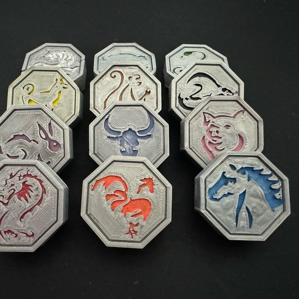 Jackie Chan Adventures - 12 Magic Talismans - 33mm/1.3 in wide and 7.6mm/0.30in