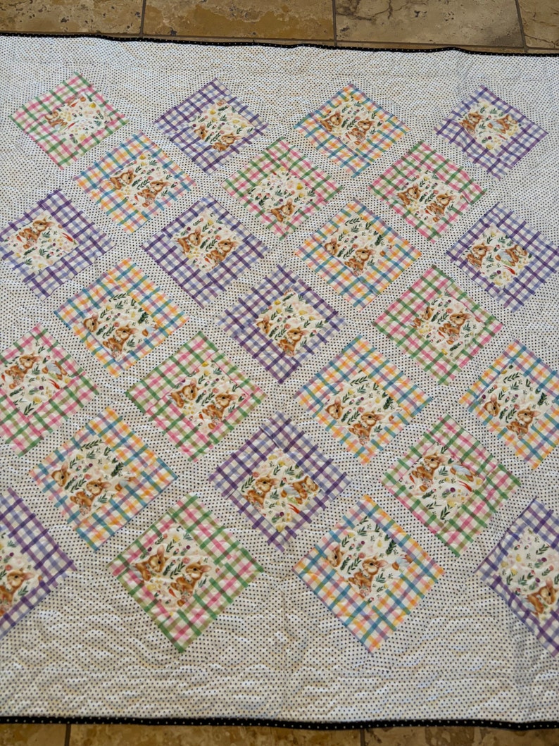 Square in a Square Easter Throw Quilt image 2