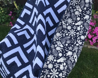 Blue and White Modernist Lap Quilt